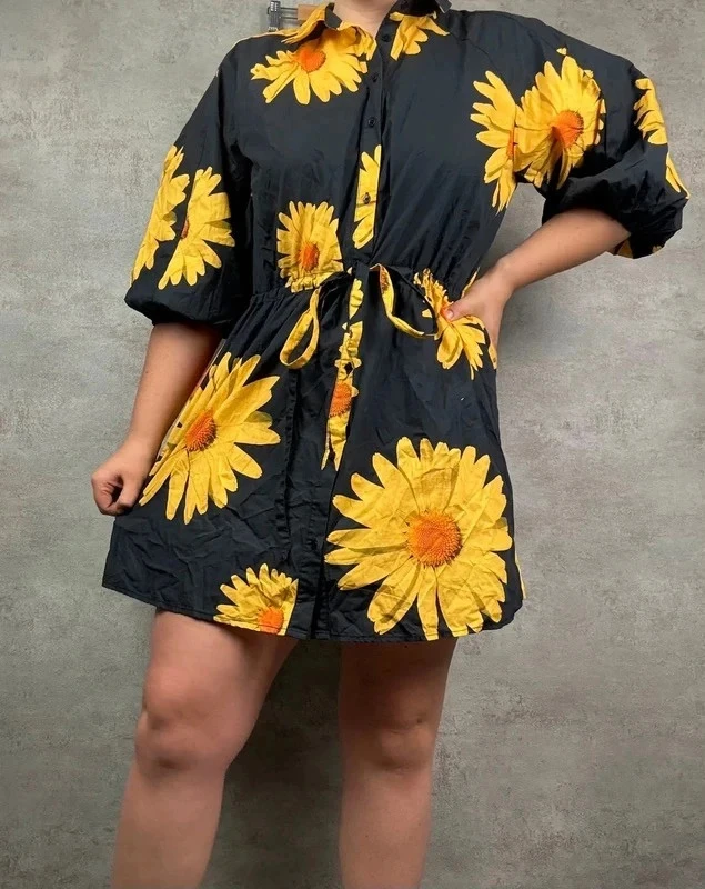 🌸 Robe noir à motifs fleurs jaune Desigual Taille 42/44 🌸